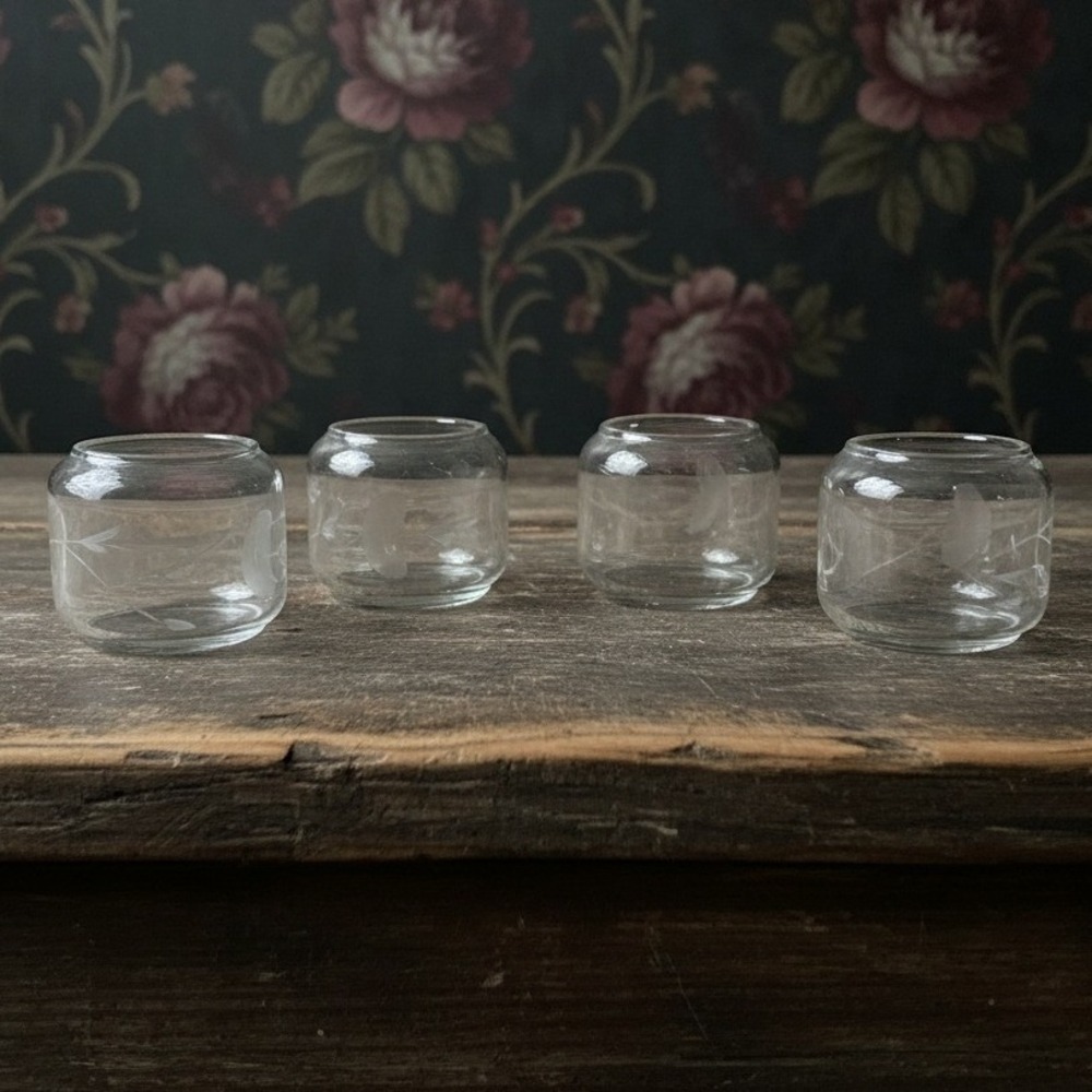 Princess House Heritage Crystal Napkin Holders, Set of 4, Vintage Clear Rings